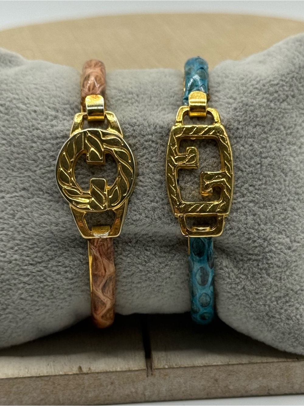 Set of two made in Italy 24kt gold plated Gold-Tone Medallion Leather Bracelet
